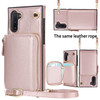 For Samsung Galaxy Note10 Cross-body Zipper Big Wallet Bag Square Phone Case(Rose Gold)