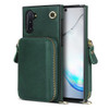 For Samsung Galaxy Note10 Cross-body Zipper Big Wallet Bag Square Phone Case(Emerald)