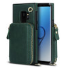 For Samsung Galaxy S9 Cross-body Zipper Big Wallet Bag Square Phone Case(Emerald)