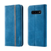 For Samsung Galaxy S10+ Splicing Skin Feel Magnetic Leather Phone Case(Blue)