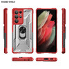 For Samsung Galaxy S21 Ultra 5G PC + TPU Shockproof Phone Case with Metal Ring Holder(Red)