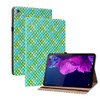 For Lenovo Tab P11 TB-J606F Color Weave Leather Tablet Case with Holder(Green)