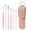 5 Sets 6 In 1 Stainless Steel Spring Spiral Portable Ear Pick, Specification: Pink