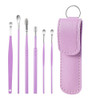 5 Sets 6 In 1 Stainless Steel Spring Spiral Portable Ear Pick, Specification: Purple