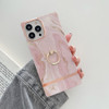 Ring Holder Square Plating Gold Edge Phone Case For iPhone 11(Quicksand Pink)