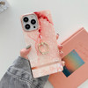 Ring Holder Square Plating Gold Edge Phone Case For iPhone 11 Pro(Orange Red)