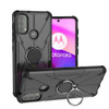 For Motorola Moto E40 Armor Bear Shockproof PC + TPU Protective Phone Case with Ring Holder(Black)