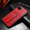 For iPhone 11 Pro SULADA Shockproof TPU + Handmade Leather Protective Case with Holder & Card Slot & Hand Strap(Red)