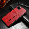 For iPhone 11 Pro SULADA Shockproof TPU + Handmade Leather Protective Case with Holder & Card Slot & Hand Strap(Red)