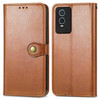 For vivo Y76s Solid Color Leather Buckle Phone Case(Brown)