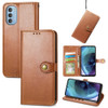 For Motorola Moto G51 Solid Color Leather Buckle Phone Case(Brown)