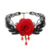 Fringe Lace Gothic Lolita Vintage Necklace,Style: 1532 Red