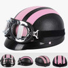 BSDDP A0318 PU Helmet With Goggles, Size: One Size(Black Pink)