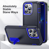 3 in 1 Rugged Holder Phone Case For iPhone 11(Dark Blue+Sapphire Blue)