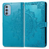 For Motorola Moto G51 Mandala Flower Embossed Flip Leather Phone Case(Blue)