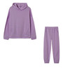 Autumn Winter Loose Hooded Plus Fleece Sweater + Trousers Suit for Ladies (Color:Purple Size:S)