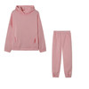 Autumn Winter Loose Hooded Plus Fleece Sweater + Trousers Suit for Ladies (Color:Pink Size:XL)