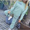 2 In 1 Autumn Alphabet Pattern Long-sleeved Sportswear Suit for Ladies (Color:Lake Blue Size:M)