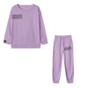 2 In 1 Autumn Alphabet Pattern Long-sleeved Sportswear Suit for Ladies (Color:Purple Size:XL)