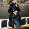 Glossy Loose Down Padded Jacket (Color:Black Size:XXL)