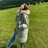 Loose Thickening Big Fur Collar Down Padded Jacket (Color:Green Size:M)