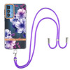 For Motorola Edge 20 Pro Flowers Series TPU Phone Case with Lanyard(Purple Begonia)