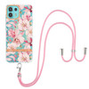For Motorola Edge 20 Lite Flowers Series TPU Phone Case with Lanyard(Pink Gardenia)