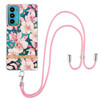 For Motorola Edge 20 Flowers Series TPU Phone Case with Lanyard(Pink Gardenia)