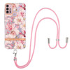 For Motorola Moto G30 / G20 / G10 / G10 Power Flowers Series TPU Phone Case with Lanyard(Pink Gardenia)