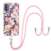 For Motorola Moto E20 / E30 / E40 Flowers Series TPU Phone Case with Lanyard(Pink Gardenia)