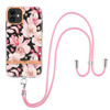 Flowers Series TPU Phone Case with Lanyard For iPhone 11(Pink Gardenia)