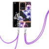 For Samsung Galaxy S20 Ultra 5G Flowers Series TPU Phone Case with Lanyard(Purple Begonia)