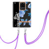 For Samsung Galaxy S20 Ultra 5G Flowers Series TPU Phone Case with Lanyard(Blue Peony)