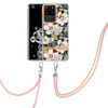 For Samsung Galaxy S20 Ultra 5G Flowers Series TPU Phone Case with Lanyard(Green Gardenia)