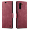 For Samsung Galaxy Note10 AutSpace A01 Retro Skin-feel Crazy Horse RFID Leather Phone Case(Wine Red)