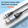 ADC-008 2 in 1 100W USB + USB-C / Type-C to USB-C / Type-C Flash Charge Data Cable, Cable Length:1m(Black Grey)