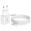 IVON AD-35 2 in 1 18W QC3.0 USB Port Travel Charger + 1m USB to USB-C / Type-C Data Cable Set, EU Plug(White)
