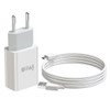 IVON AD-33 2 in 1 2.1A Single USB Port Travel Charger + 1m USB to Micro USB Data Cable Set, EU Plug(White)