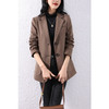 Fall Pure Color Woolen Blazer For Ladies (Color:Coffee Size:XL)