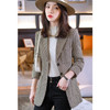 Autumn Houndstooth Suit Jacket For Ladies (Color:Coffee Size:M)