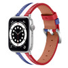 Color Matching Leather Watchband For Apple Watch Series 7 41mm / 6&SE&5&4 40mm / 3&2&1 38mm(Blue White Red)