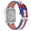 Color Matching Leather Watchband For Apple Watch Series 7 41mm / 6&SE&5&4 40mm / 3&2&1 38mm(Blue White Red)