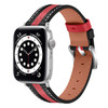 Color Matching Leather Watchband For Apple Watch Series 7 41mm / 6&SE&5&4 40mm / 3&2&1 38mm(Black Red)