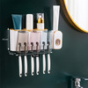 Bathroom Wall-mounted Punch-free Wash Cup Toothbrush Rack Squeeze Toothpaste Set Three Black(No Squeezer)