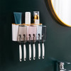 Bathroom Wall-mounted Punch-free Wash Cup Toothbrush Rack Squeeze Toothpaste Set Three Golden(No Squeezer)