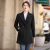 Autumn And Winter Solid Color Woolen Coat For Ladies (Color:Black Size:M)