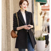 Autumn And Winter Solid Color Woolen Coat For Ladies (Color:Black Size:M)
