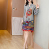 Fashion Pleated Age-reducing Dress (Color:Gray Size:Free Size)