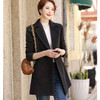 Autumn And Winter Solid Color Woolen Coat For Ladies (Color:Black Size:XL)