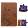 For Samsung Galaxy Tab A8 10.5 2021 X200 / X205 Butterfly Flower Embossing Pattern Leather Tablet Case(Brown)